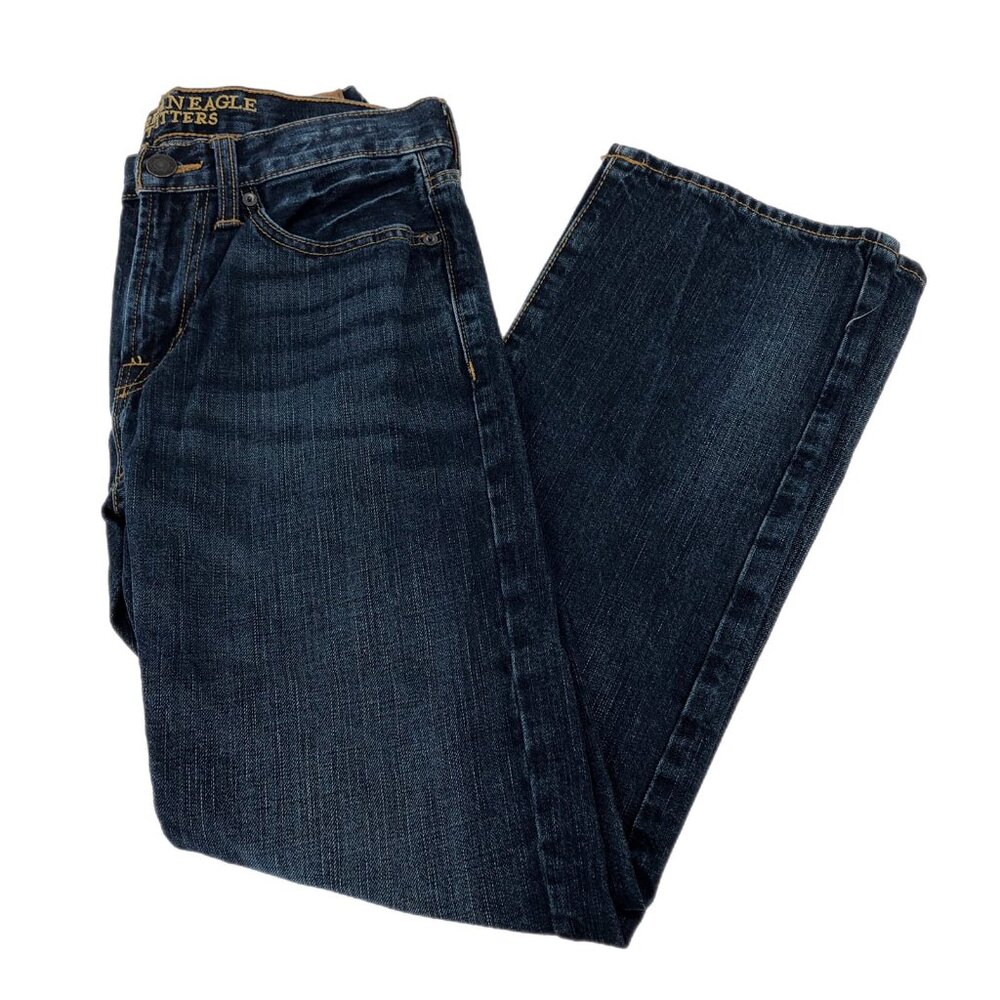 American Eagle Outfitters Blue Straight Leg Jeans | Mid-Rise